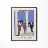 a painting of three women in evening dresses and a man in a tuxedo