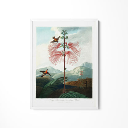 a painting of a bird sitting on top of a tree