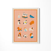 a picture of some animals on a pink background