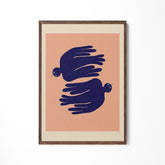 a picture of two hands on a pink and blue background