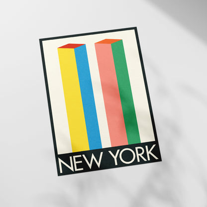 a picture of a new york sticker on a wall
