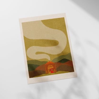a piece of paper with a picture of a building