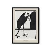 a black and white drawing of a bird
