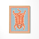 a picture of a tiger on a checkered background