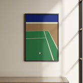 a painting of a tennis court in a room