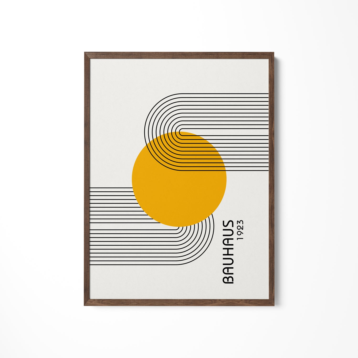 a picture of a yellow circle on a white wall