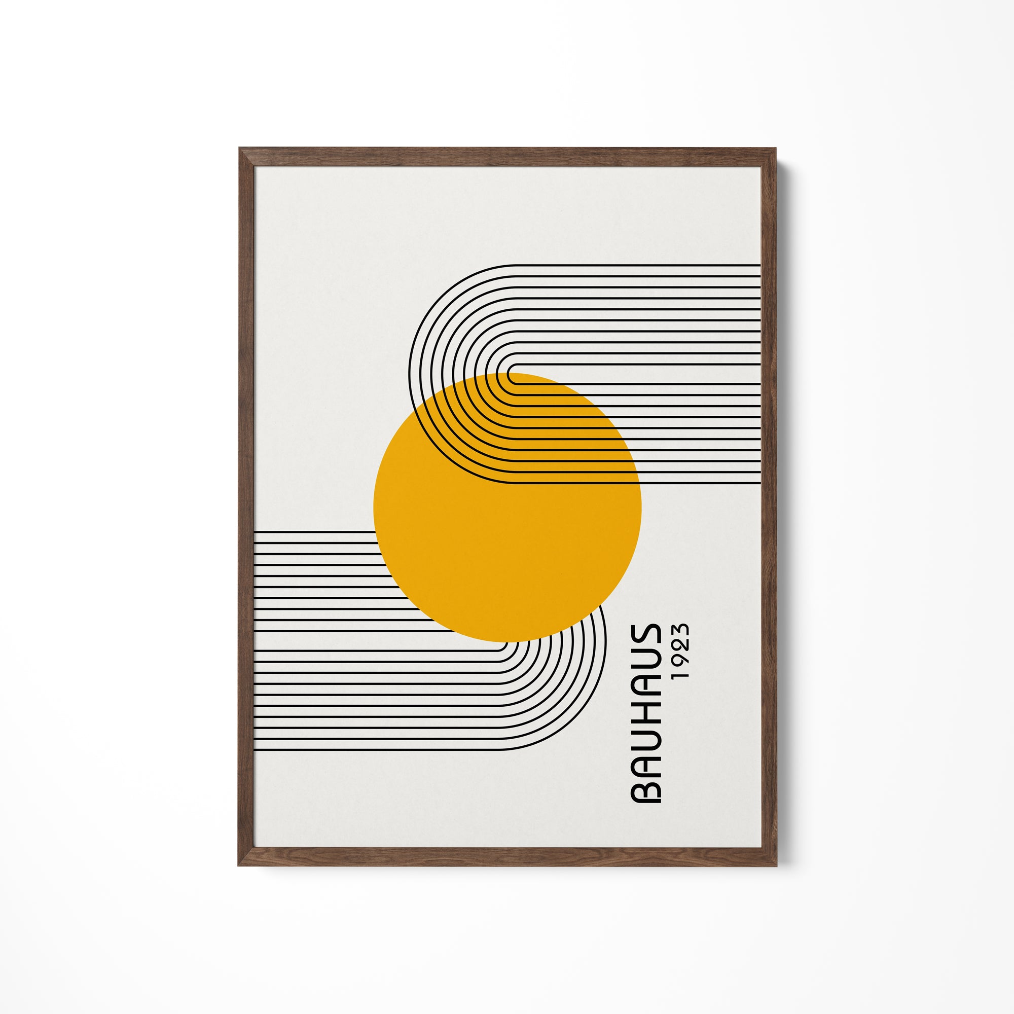 a picture of a yellow circle on a white wall