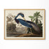 a painting of a blue heron standing on a branch